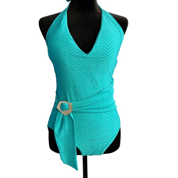 Trina Turk | Swim | Trina Turk Empire Womens Halter Metallic Onepiece ...